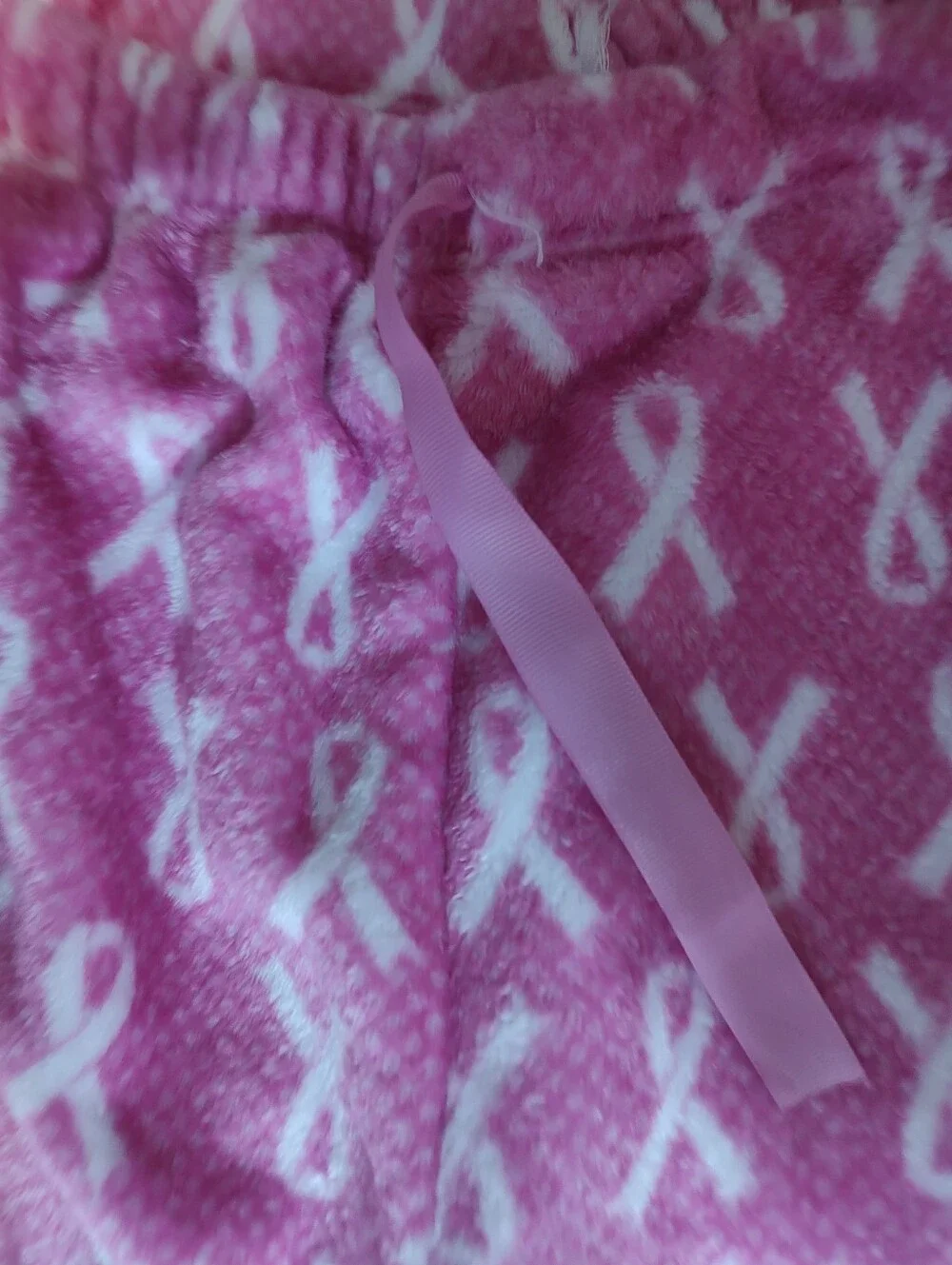 Hotel Spa Pink breast Cancer Awareness Ribbon Print Plush Pajama Pants Size 1xL
